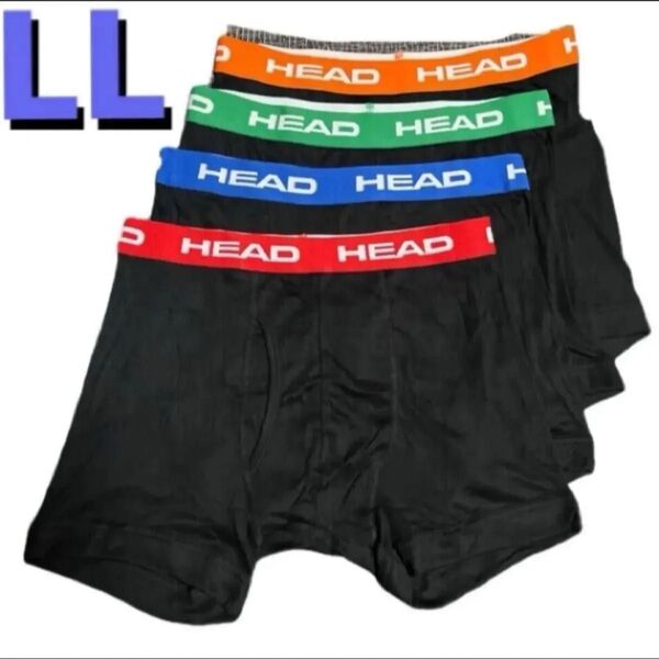 LL●4枚●HEAD/ヘッド★メンズ前開きボクサーブリーフ/ボクサーパンツ★黒/ブラック