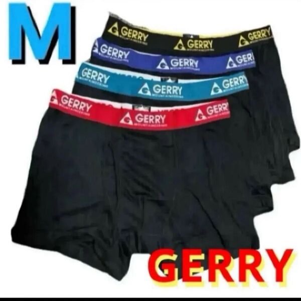 M●4枚★GERRY/ジェリー★メンズ前開きボクサーブリーフ/ボクサーパンツ★黒/ブラック