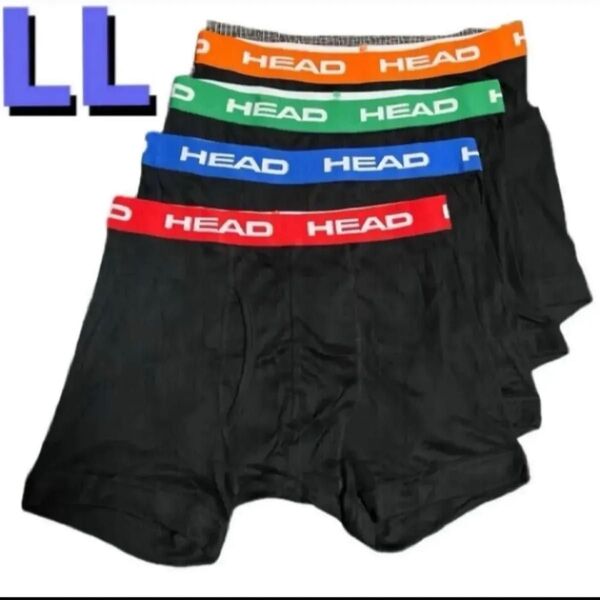 LL●4枚●HEAD/ヘッド★メンズ前開きボクサーブリーフ/ボクサーパンツ★黒/ブラック