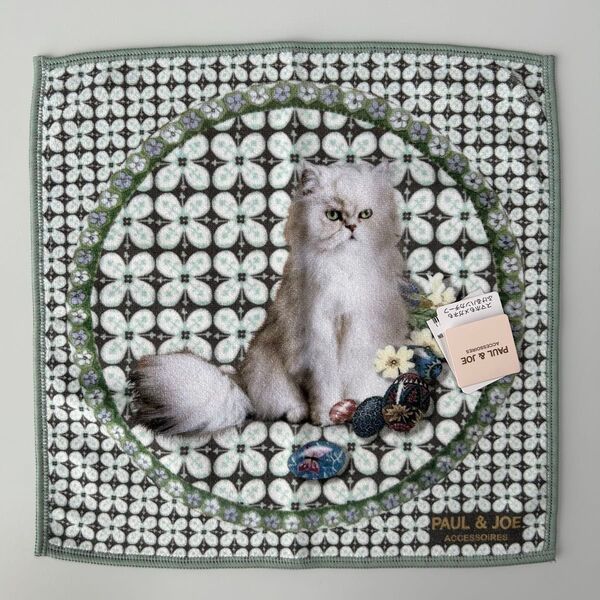 新品 ポール&ジョー スマホもメガネもふけるハンカチーフ タオルハンカチ ハンドタオル ジプシー ねこ ネコ 猫 クラシック