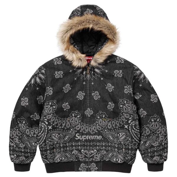 Supreme Bandana Jacquard Denim Hooded Work Jacket Black M 新品未使用