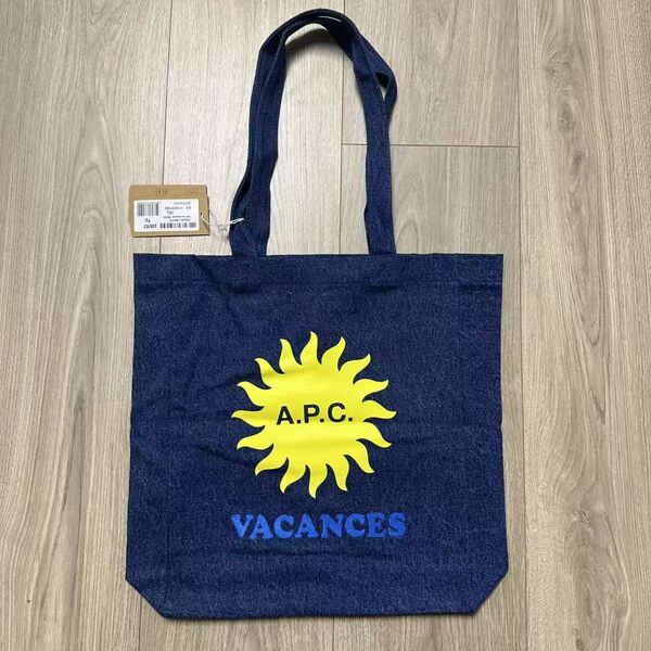 A.P.C. アーペーセートートバッグ デニム ロゴ ショッピングバッグ コットン ブランド ファッション A4対応