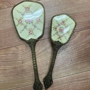 手鏡 ブラシセット 刺繍 ヴィンテージ風 レトロ アンティーク調