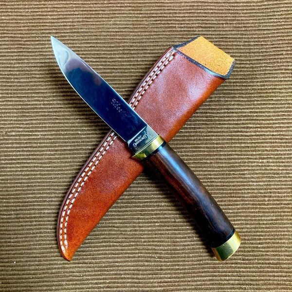 希少・廃番 オールド Browning チーター(服部製)サバイバルナイフ ブラスヒルト縞黒檀ハンドル 時代物 コレクション