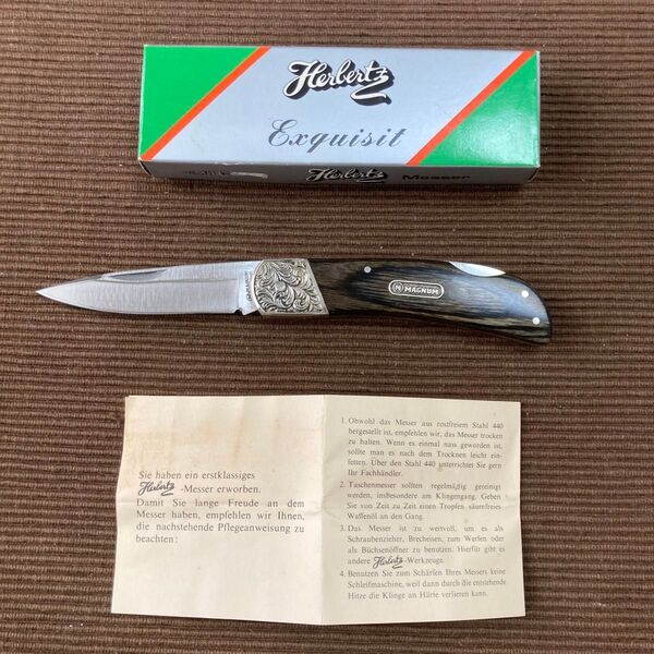 HERBERTZ Messer MAGNUMフォールディングナイフ レザーシース キャンプ アウトドア 廃番 コレクションナイフ