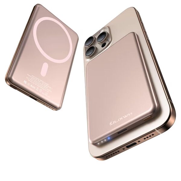 【業界初のチタン素材・MagSafe対応】モバイルバッテリー 5000mAh ワイヤレス 18W急速充電 Type-C対応