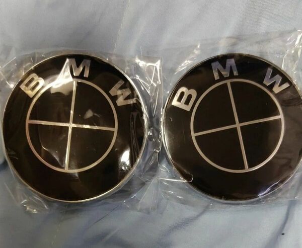 82mm2枚セット BMW ボンネットエンブレム リアエンブレム 黒