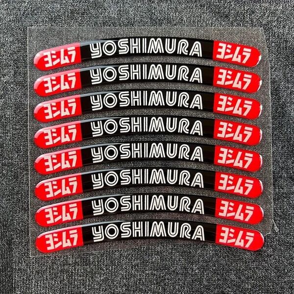 赤 3D 立体 YOSHIMURA ヨシムラホイールリムステッカー 8枚 樹脂ステッカー