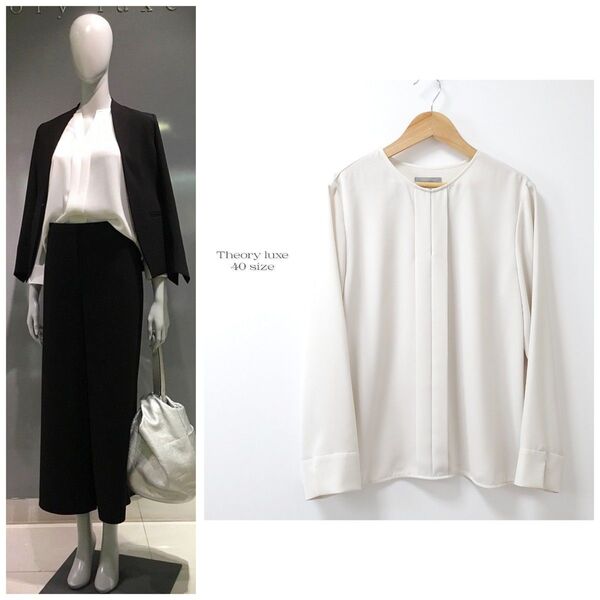 美品☆20SS☆Theory luxe セオリーリュクス トリアセテート ブラウス 長袖 ベージュ 大きいサイズ
