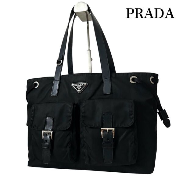 PRADA プラダ ロゴ金具 トートバッグ ナイロン レディース