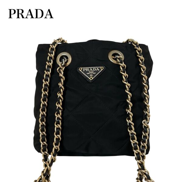 PRADA プラダ トートバッグ チェーン ショルダーバッグ ミニ 黒