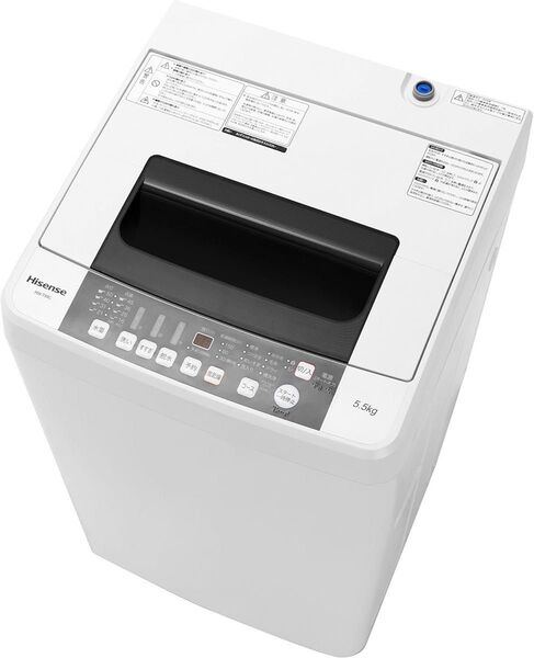 Hisense 全自動洗濯機 HW-T55C ホワイト 凸凹設計ステンレス槽 スリムボディ仕様 ハイセンスジャパン 給水ホース付