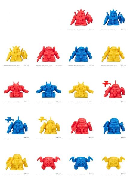 機動戦士ガンダム ガシャポン戦士SDメカ・ロボケシ Ver.FRGMT RED BLUE YELLOW 各6種×3色 計18種