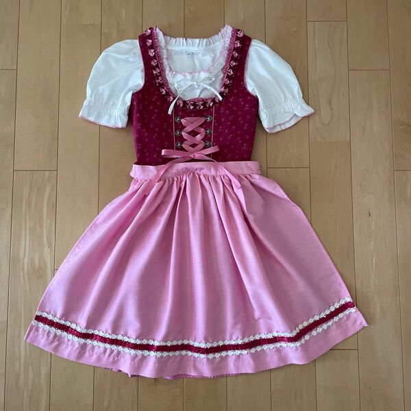 ドイツ 民族衣装 ディアンドル 半袖 女の子 134 コスプレ ハロウィン オクトーバーフェスト カーニバル 仮装 チロリアン