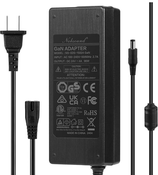 96W 24V/4A DC 電源アダプター ACアダプター 100-240V デジタルアンプ用 GaN