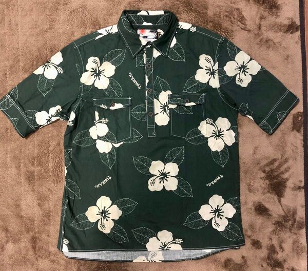 美品 PAIKAJI パイカジ 沖縄 かりゆしハイビスカス柄 アロハシャツ M