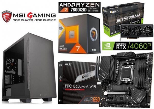 AMD Ryzen7 7800X3D/RTX4060Ti 16G/水冷/B650/DDR5 32G/M.2 1TB/Win11