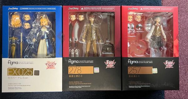 【未開封】figma Fate/Stay night 遠坂凛 2.0、衛宮士郎 2.0、セイバー ドレスver.