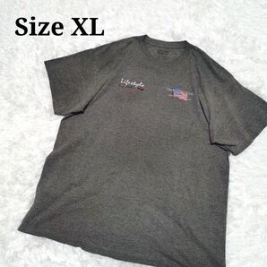 USA古着 グレー STAFF Tシャツ 星条旗 半袖 1点物 ワンポイント XL