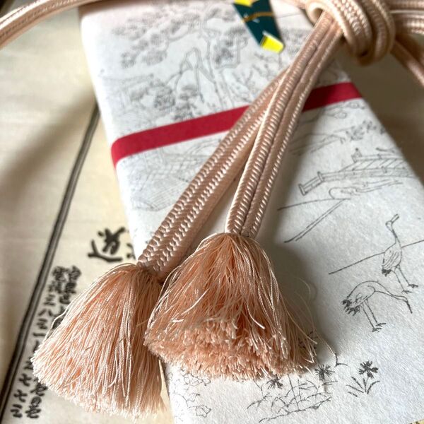 有職組紐 道明帯締め 冠組 赤白橡 タグなし 箱なし 和装小物