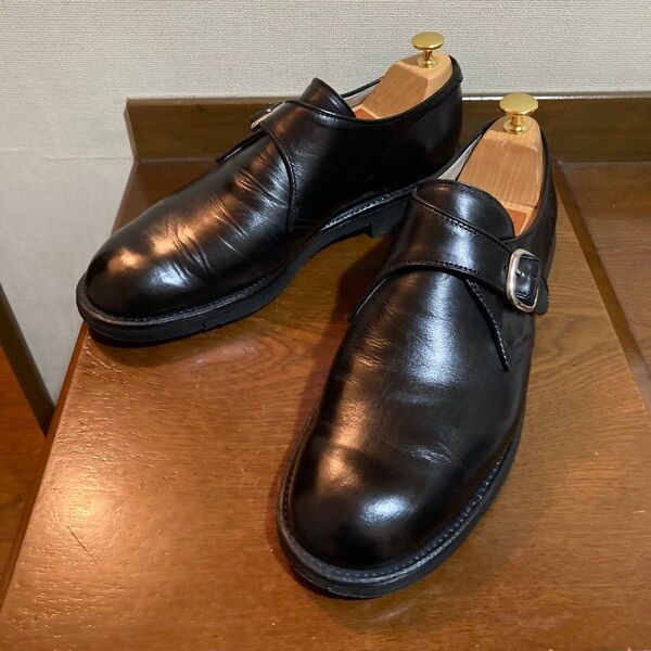 【希少モデル】Alden シングルモンクストラップ シューズ US9D 黒 ブラック 27cm オールデン