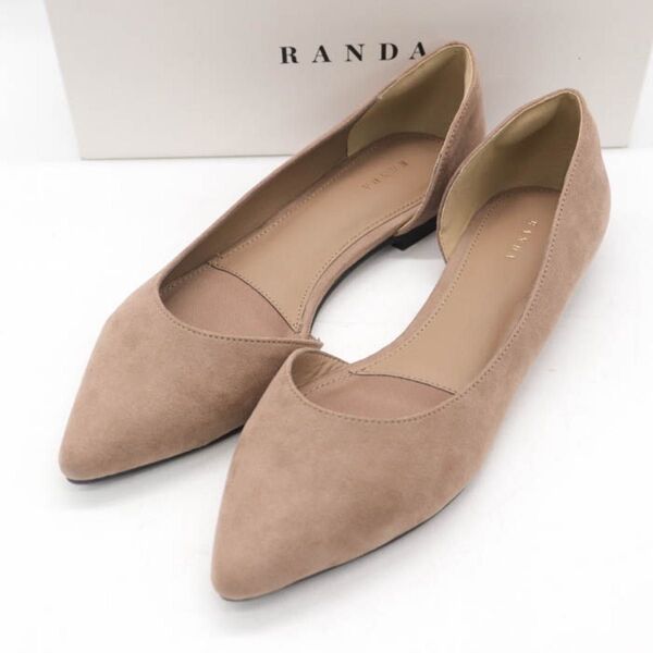 ★未使用箱あり★RANDA パンプス 幅広 3E フラット25cm ベージュ スエード イタリア製 疲れない