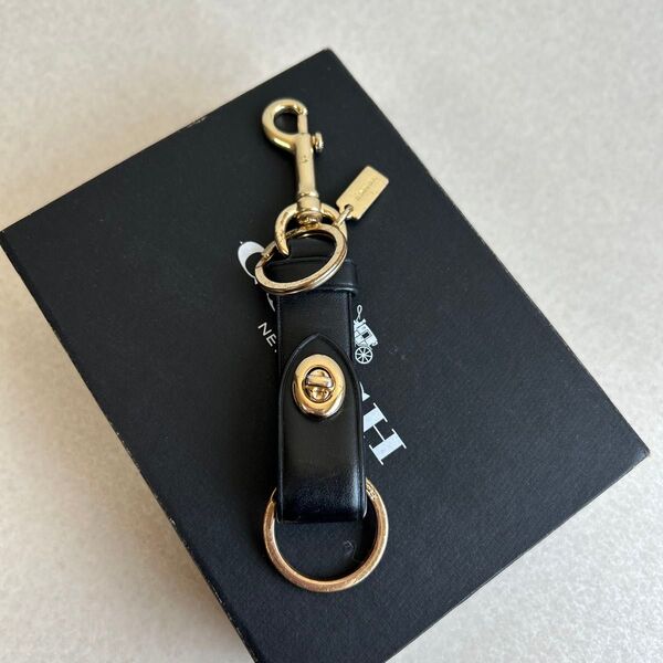 COACH コーチ バッグチャーム キーホルダー レザー ブラック