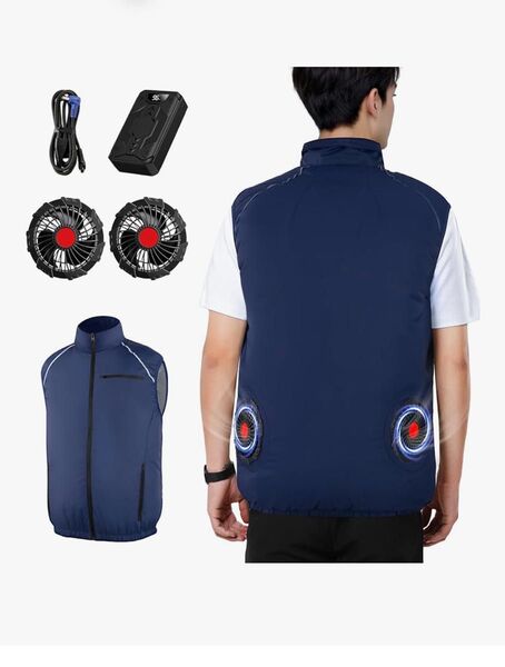 空調作業服 ファン付きベスト【2025年 28V超高出力 】 扇風機付き作業服 6段階大風量 最大34時間 軽量 静音 男女兼用