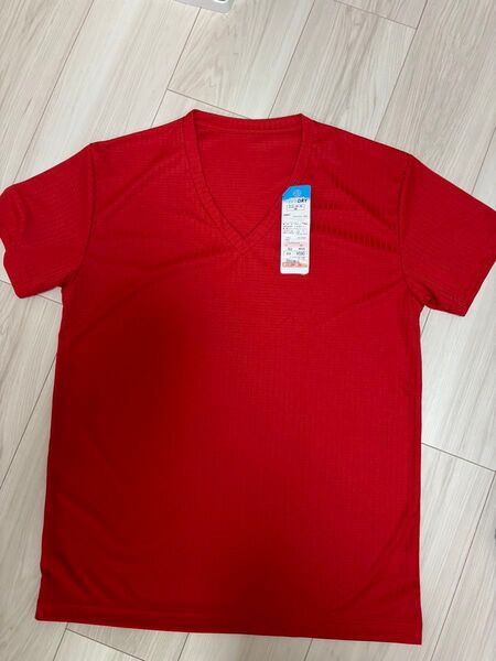 新品 Mサイズ ファイバードライ メンズ 半袖Tシャツ インナーウェア 赤 しまむら