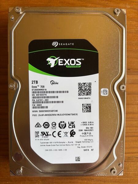 SEAGATE社最上位HDD RMA保証あり(2026年11月末 EXOS 2TB SEAGATE HDD 2台セット