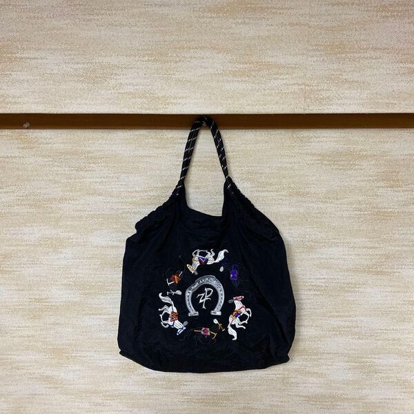 ホース柄刺繍トートバッグ 軽量 ナイロン製