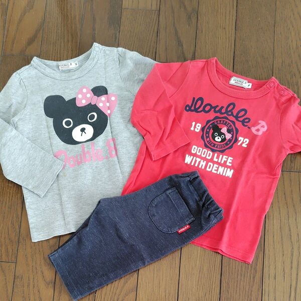 DOUBLE.B 長袖Tシャツ2枚 デニムパンツ 70〜80サイズ 3点セット
