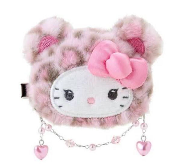 国内正規品 サンリオ ギャルクマ キティ ヘアクリップ ピンク ヒョウ柄 前髪