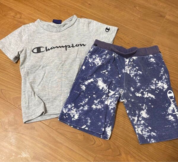 100cm チャンピオン champion パジャマ セットアップ ハーフパンツ Tシャツ グレー