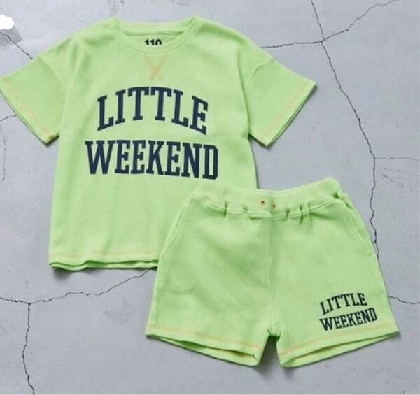 リトルウィークエンド Little WEEKEND ワッフルセットアップ ライム 半袖 ショートパンツ 上下セット