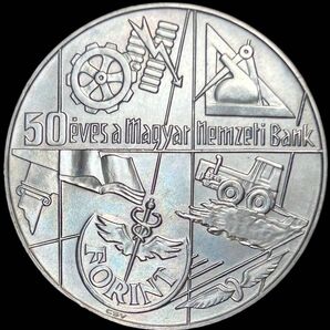 【24000枚】ハンガリー 1974-BP 100F銀貨 国立銀行50年