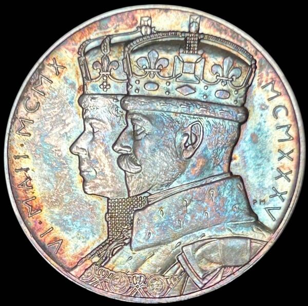 【美トーン 芸術的】イギリス 1935 銀メダル ジョージ5世シルバージュビリー