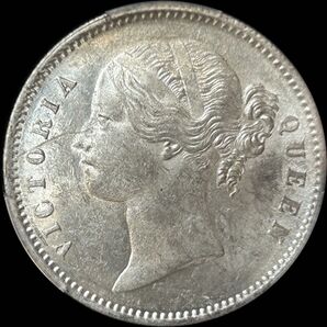 【PCGS MS61】イギリス領インド 1840 1R銀貨 ビクトリア女王