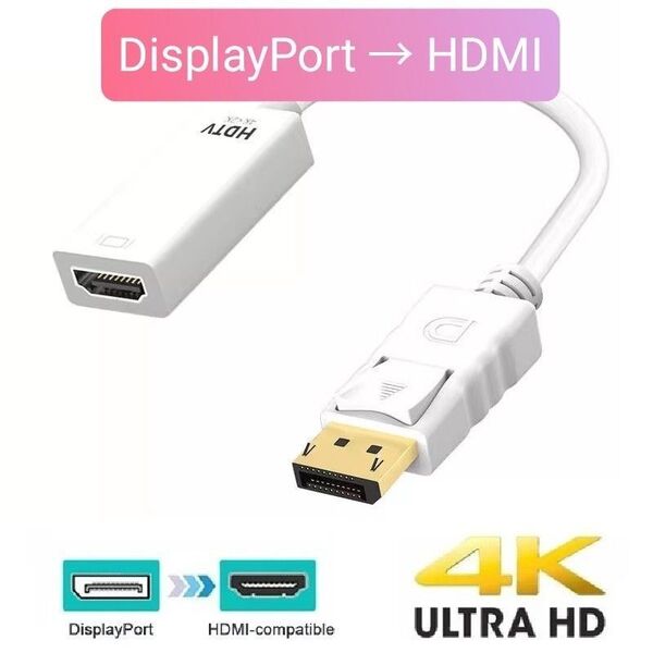 DisplayPort to HDMI 変換アダプタ 4K対応 変換ケーブル DP-HDMIアダプター DP TO HDMI