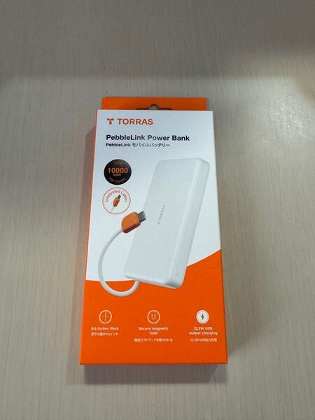 TORRAS ケーブル一体型 モバイルバッテリー 10000mAh PD22.5W タイプC入出力 マグネット固定対応