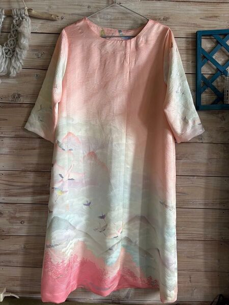 ハンドメイド★着物リメイクワンピース ハンドメイド ワンピース シンプルAラインワンピース