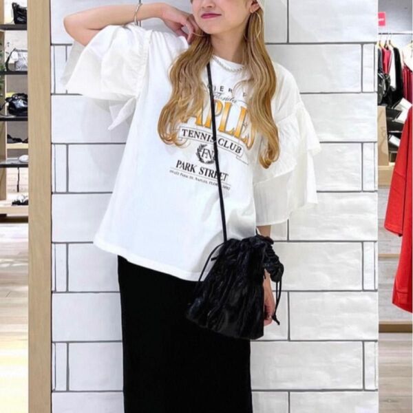 フリル ドッキング Tシャツ カットソー 切替 リメイク風 ゆったり 異素材