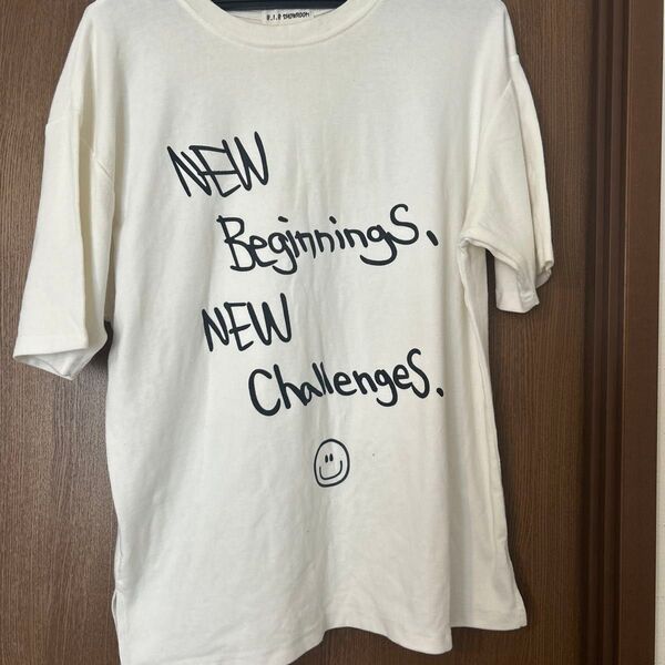 Tシャツ ロゴ スマイル オフホワイト