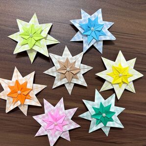 おりがみ 折り紙 星 スター お花 七夕 飾り 7個