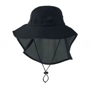 タグ付き新品《無印良品》風を通す ちいさくまとまる 日除け付きハット 黒 男女兼用