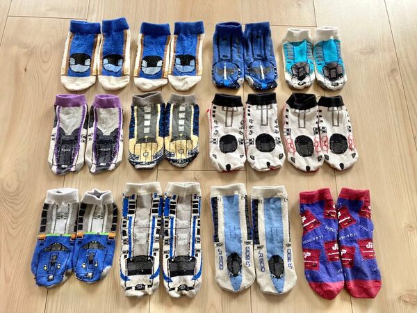 新幹線 鉄道 トレイン 電車 キッズソックス 12足セット おまとめ売り