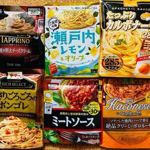 パスタソース6種9食分 ハコネーゼ ボロネーゼ S&B瀬戸内レモン タップリーノ 明太子 オーマイ ミートポケモンチャーム1個