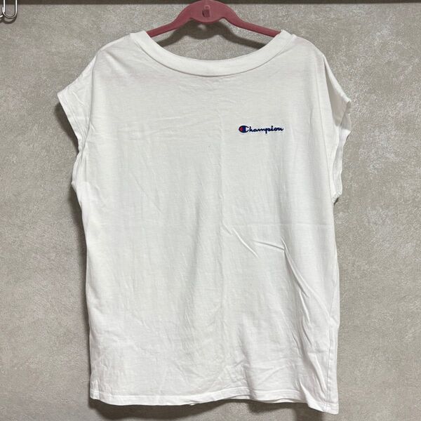 【Champion】チャンピオン ロゴ Tシャツ トップス ホワイト 白 綿100% コットン カジュアル レディース【Mサイズ】