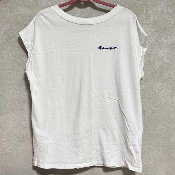 【Champion】チャンピオン ロゴ Tシャツ トップス ホワイト 白 綿100% コットン カジュアル レディース【Mサイズ】