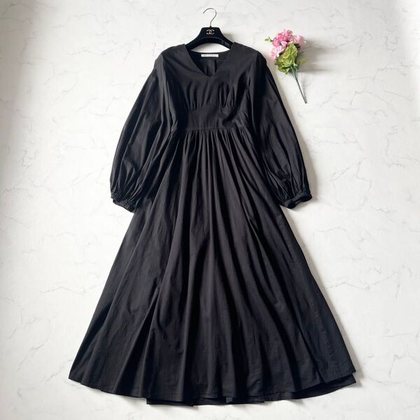 【美品】MARIHA マリハ 少女の祈りのドレス ロングワンピース Aライン フレア マキシ丈 ブラック 黒 38 Mサイズ